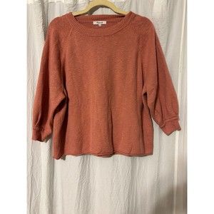 Madewell Women's Telluride Pullover Sweater Small Peach Clay 3/4 Sleeves Top